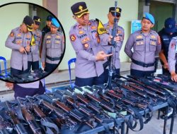 Polres Lampung Tengah cek senpi dinas personel, pastikan penggunaan Sesui prosedur